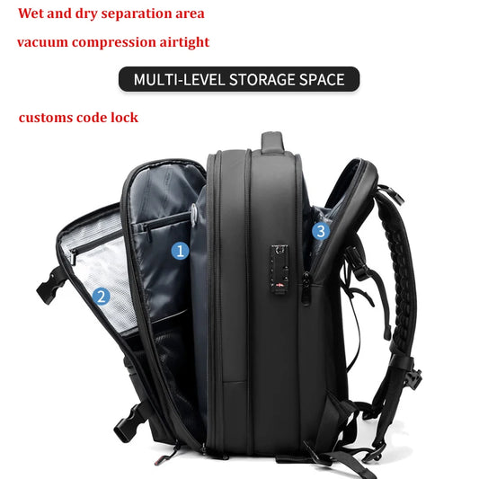 Travel Backpack – Vacuum Compression, 17-Inch Laptop Compartment, Expandable Design