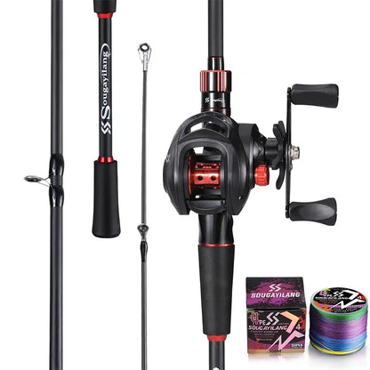 Fishing Rod and Reel Combo, Carbon Fiber Rod with Baitcasting Reel