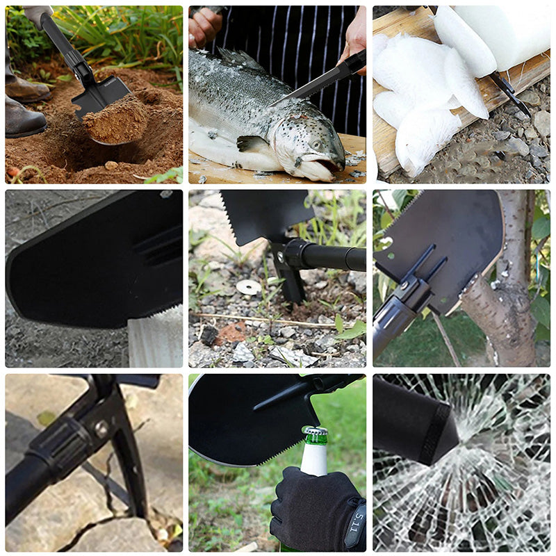 Foldable Tactical Shovel, Multifunctional Survival Tool