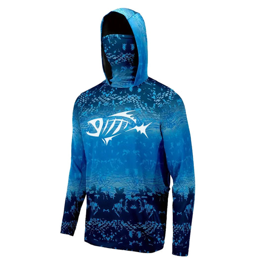 Fishing Hoodie Shirt with Face Mask, UV Protection & Comfort