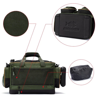 Fishing Tackle Shoulder Bag – Waterproof Base + Rain Cover