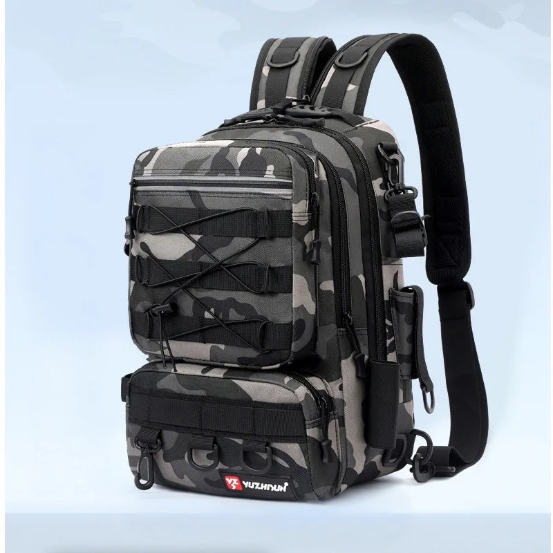 Camouflage Lure Fishing Backpack, 40L, Water-Resistant, Rod Holders