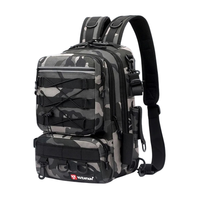 Camouflage Lure Fishing Backpack, 40L, Water-Resistant, Rod Holders