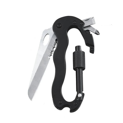 EDC Stainless Steel Mini Knife Carabiner Multitool – 6-in-1
