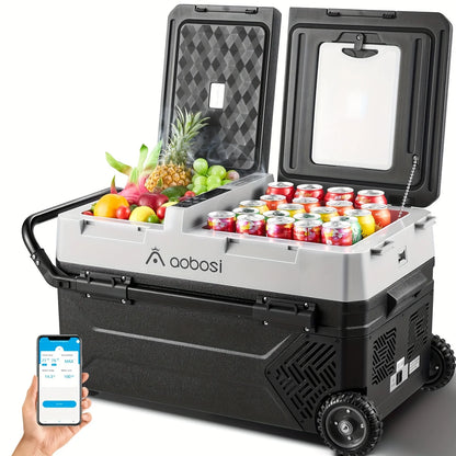 Portable Electric Dual-Zone Fridge Freezer – Travel-Ready Cooling for Camping & Trucking