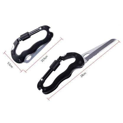 Survival Now™ Mountain Climb EDC Stainless Steel Mini Knife Carabiner Multitool