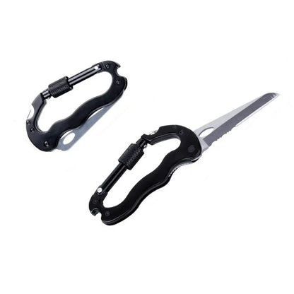 EDC Stainless Steel Mini Knife Carabiner Multitool – 6-in-1