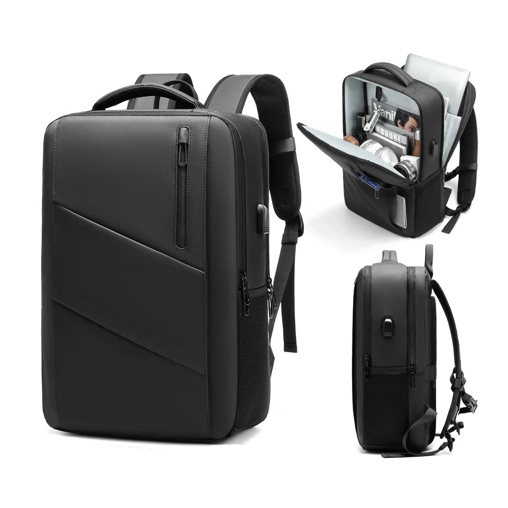 18-Inch Men’s Business Laptop Backpack with USB Charging & Waterproof Design