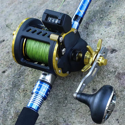 Saltwater Fishing Reel, Premium Round Baitcasting for Trolling & Casting