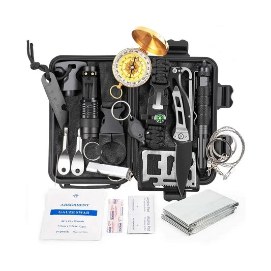 Survival Kit Set with Firestarter, Knife, Blanket & More