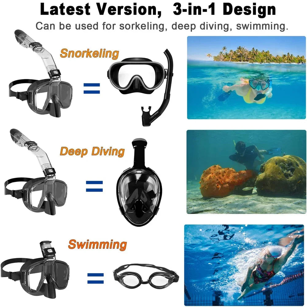 Survival Now™ Underwater Snorkeling Half-Face Mask Set