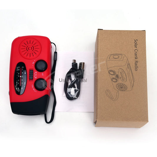 FM Emergency Radio - 10000mAh Battery with Solar & Hand Crank