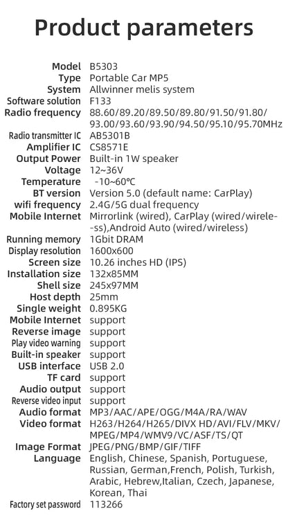Survival Now™ 10.26-Inch Portable Wireless Car Play Screen