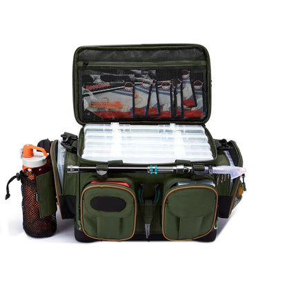 Fishing Tackle Shoulder Bag – Waterproof Base + Rain Cover