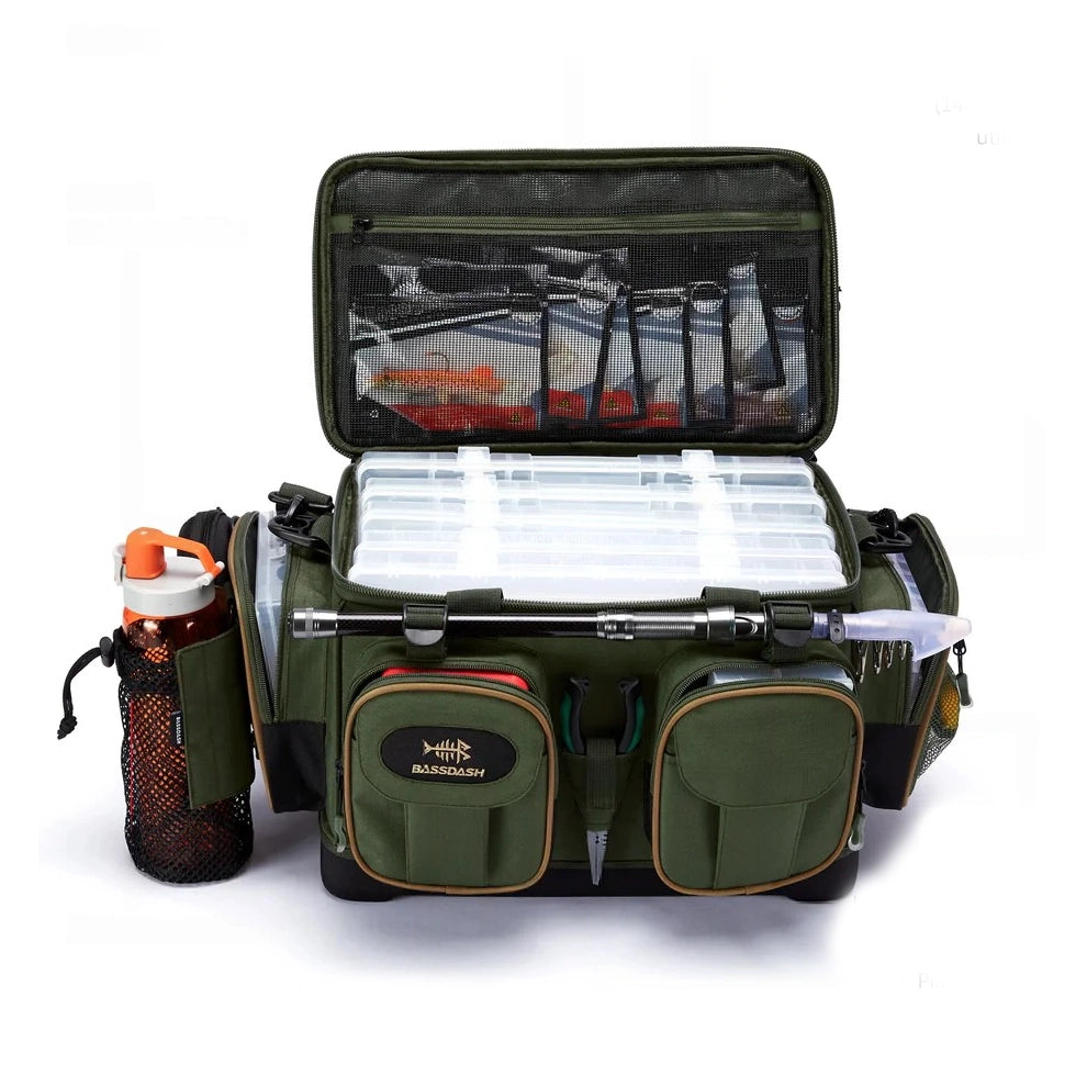 Fishing Tackle Shoulder Bag – Waterproof Base + Rain Cover