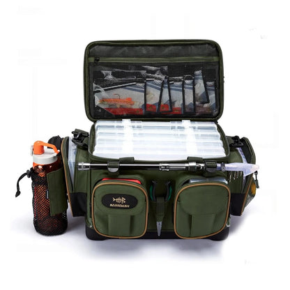 Fishing Tackle Shoulder Bag – Waterproof Base + Rain Cover