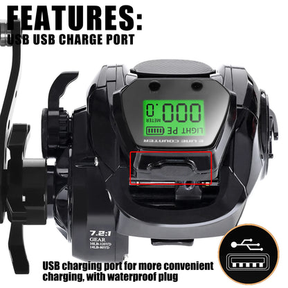 Survival Now™ Bait caster Fishing Reel with Electronic LED Display