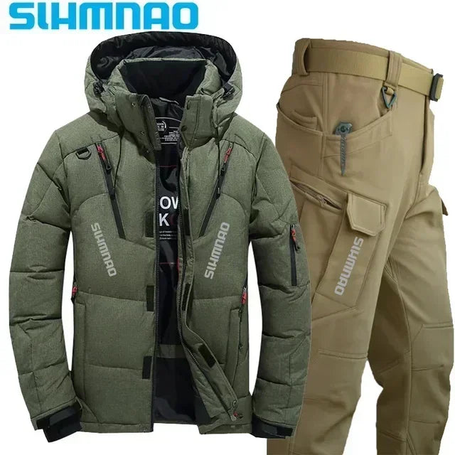 Survival Now™ Velvet Jacket & Tactical Pants Winter Outdoor Warm Fishing Suit