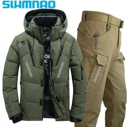 Survival Now™ Velvet Jacket & Tactical Pants Winter Outdoor Warm Fishing Suit