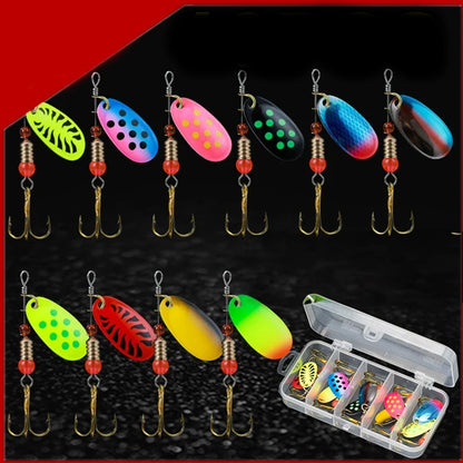 10pcs Fishing Lure Metal Spoon Spinner Kit, Premium Set