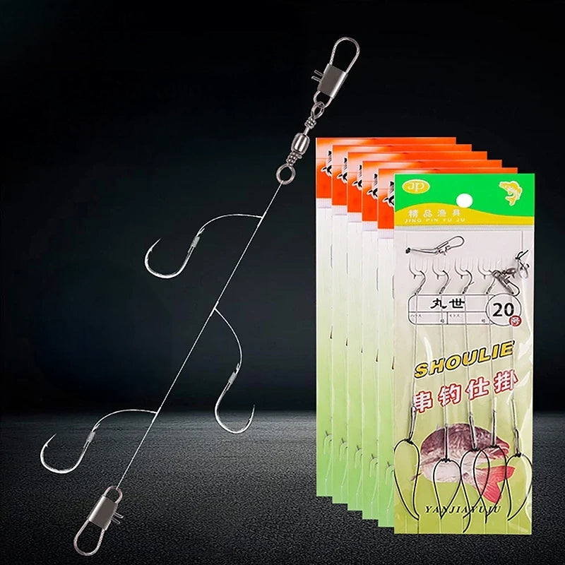 High Carbon Steel Triple Fishing Hooks with Swive