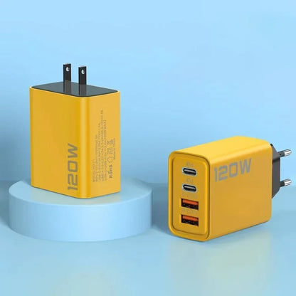 120W 4-Port Type-C Fast Charger - Compact & High-Speed Charging