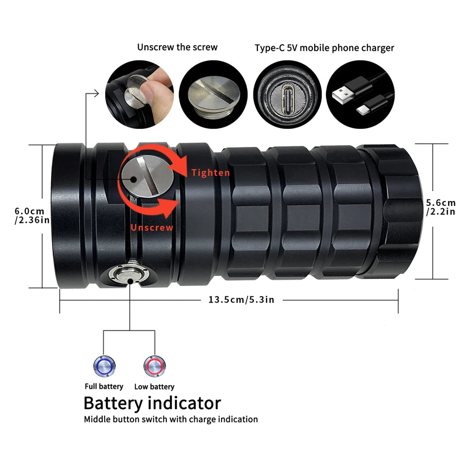 Survival Now™ Diving Flashlight 25000 Lumens