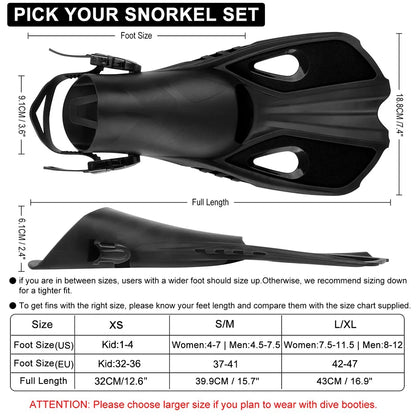 Survival Now™ Snorkel Fins Swim Flippers