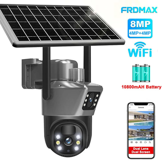 8MP 4K WiFi Solar Camera - Wireless Security with Dual Lens & Solar Power
