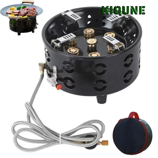 19800W 7-Core Camping Stove – High-Power Windproof Gas Burner with Electronic Ignition