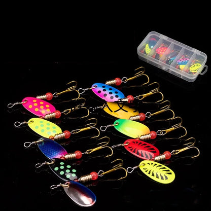 10pcs Fishing Lure Metal Spoon Spinner Kit, Premium Set