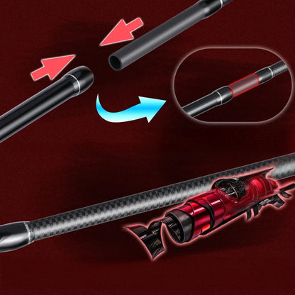 Bait Caster Fishing Rod & Reel Set, 1.8/2.1m Carbon Fiber Combo