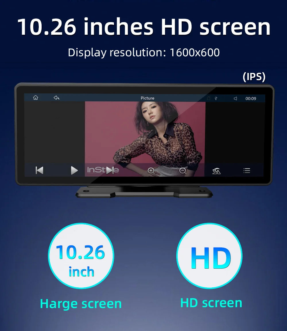 Survival Now™ 10.26-Inch Portable Wireless Car Play Screen