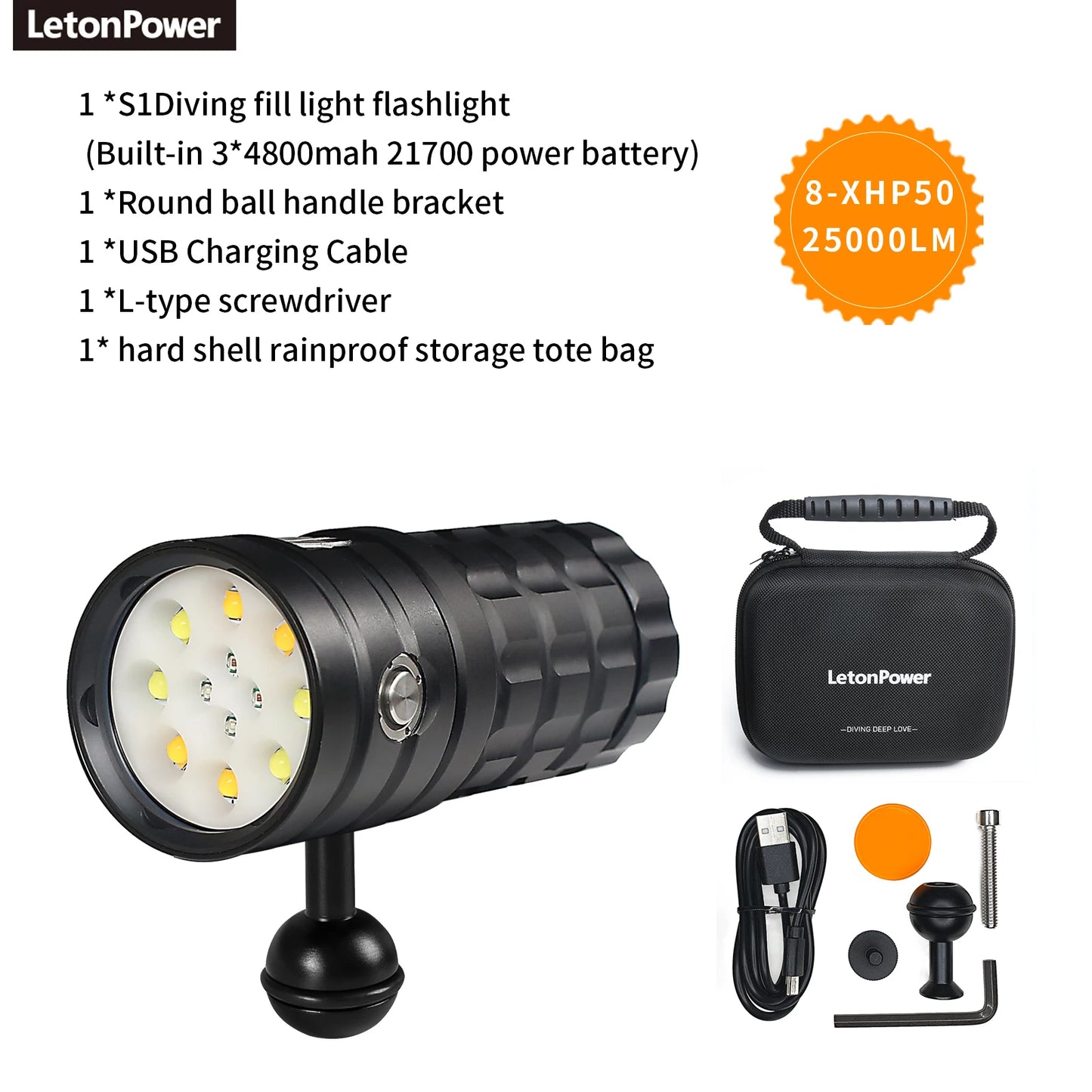 Survival Now™ Diving Flashlight 25000 Lumens