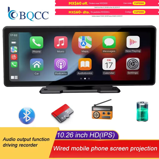 Survival Now™ 10.26-Inch Portable Wireless Car Play Screen