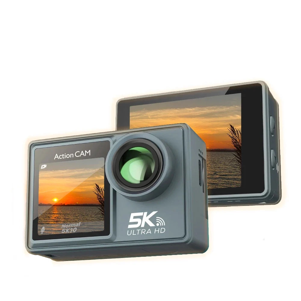 5K/4K Action Camera - Ultra HD Recording with Dual Screen & Waterproof Design
