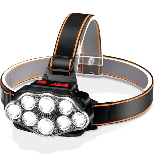8-LED USB Rechargeable Headlamp - Ultra-Bright, Waterproof & Motion-Sensitive