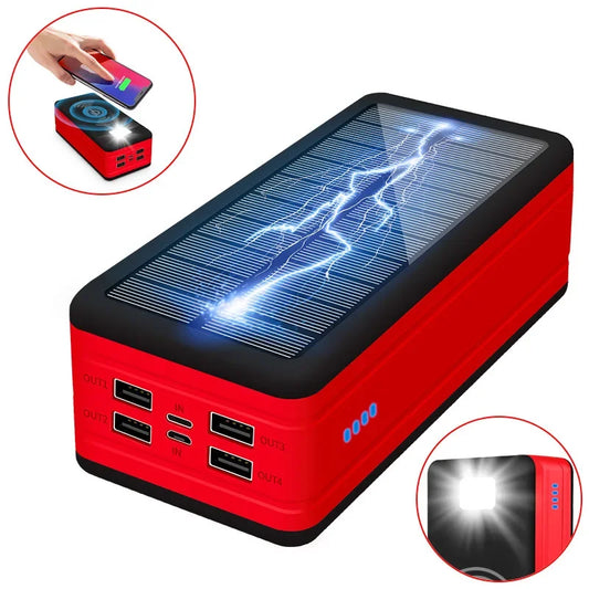 Solar Power Bank – 100,000mAh Capacity & Wireless Charging