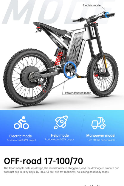 Survival Now™ Electric Motorcycle 3000W Brushless Gearless Motor