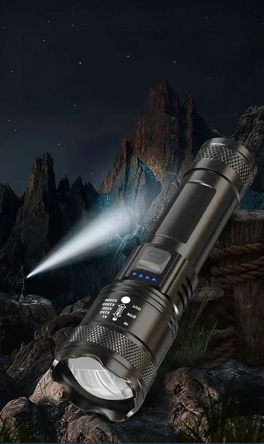 5000LM Ultra Bright Tactical Flashlight - Rechargeable with Telescopic Zoom