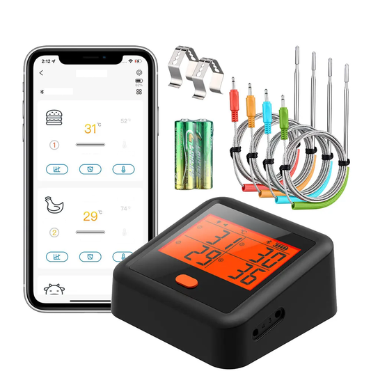 Digital BBQ Thermometer with Bluetooth & 4 Probes – Precision Cooking Made Easy