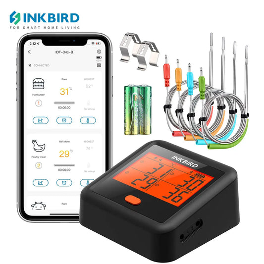 Digital BBQ Thermometer with Bluetooth & 4 Probes – Precision Cooking Made Easy