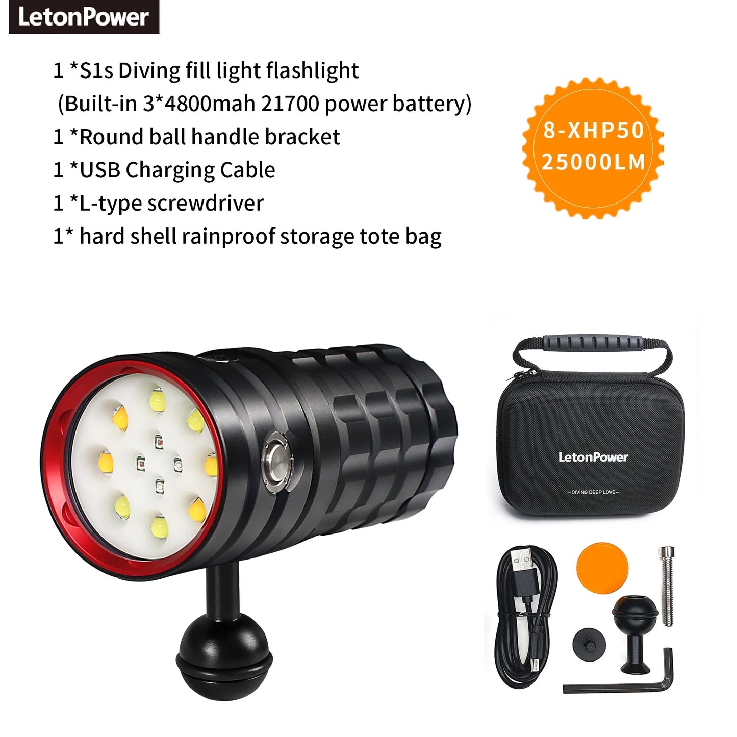 Survival Now™ Diving Flashlight 25000 Lumens