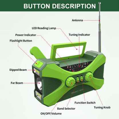 Multifunctional Radio - 10000mAh Power Bank with Solar Charging