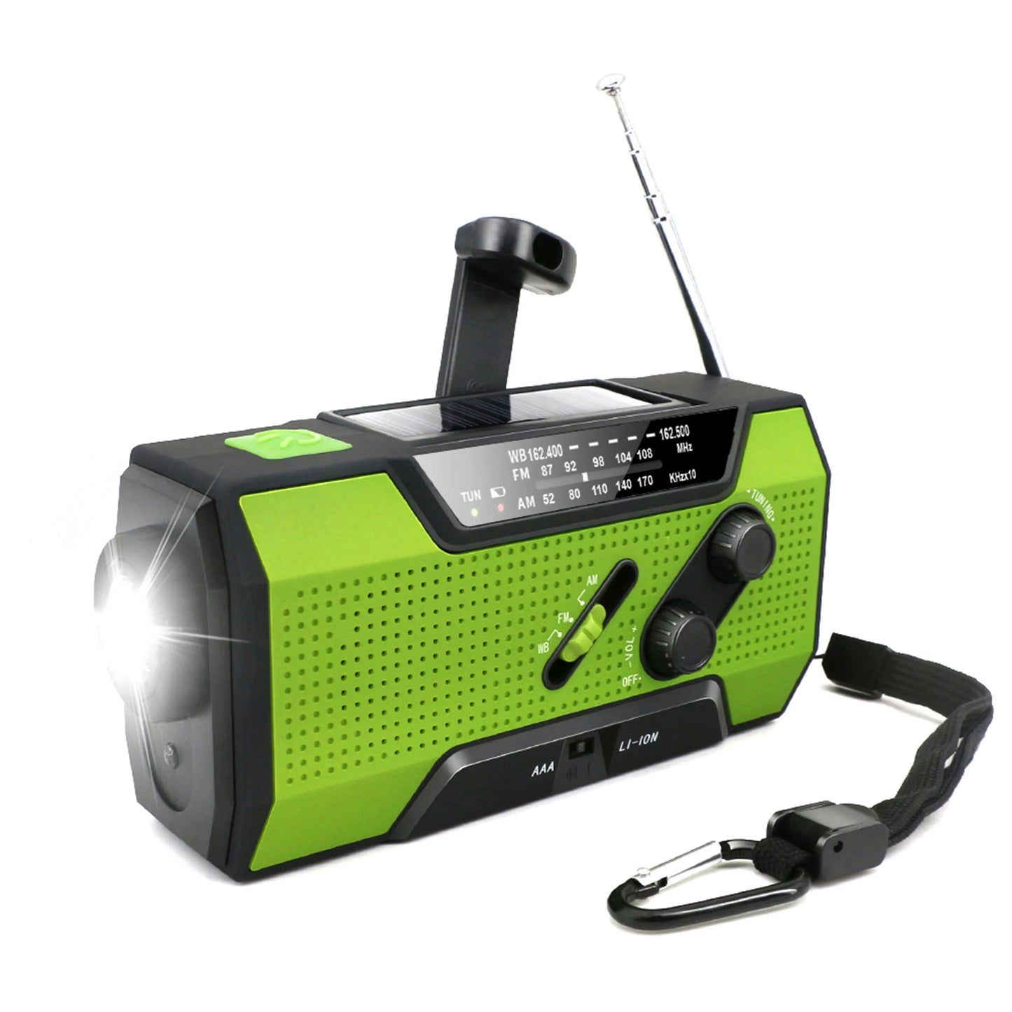 Emergency Weather Radio - Solar, USB, and Hand Crank Power with NOAA Access