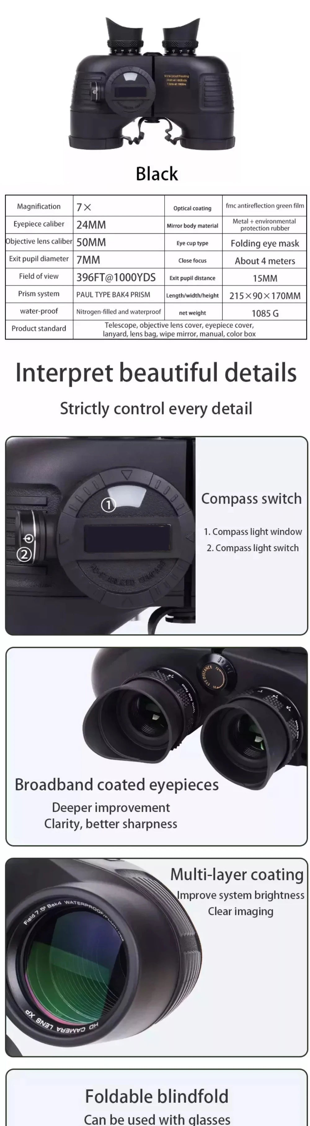 Survival Now™ Rangefinder Compass Binoculars