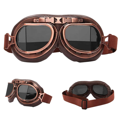 Motorcycle Glasses – Vintage Aviator Style, UV400 Protection, Anti-Fog
