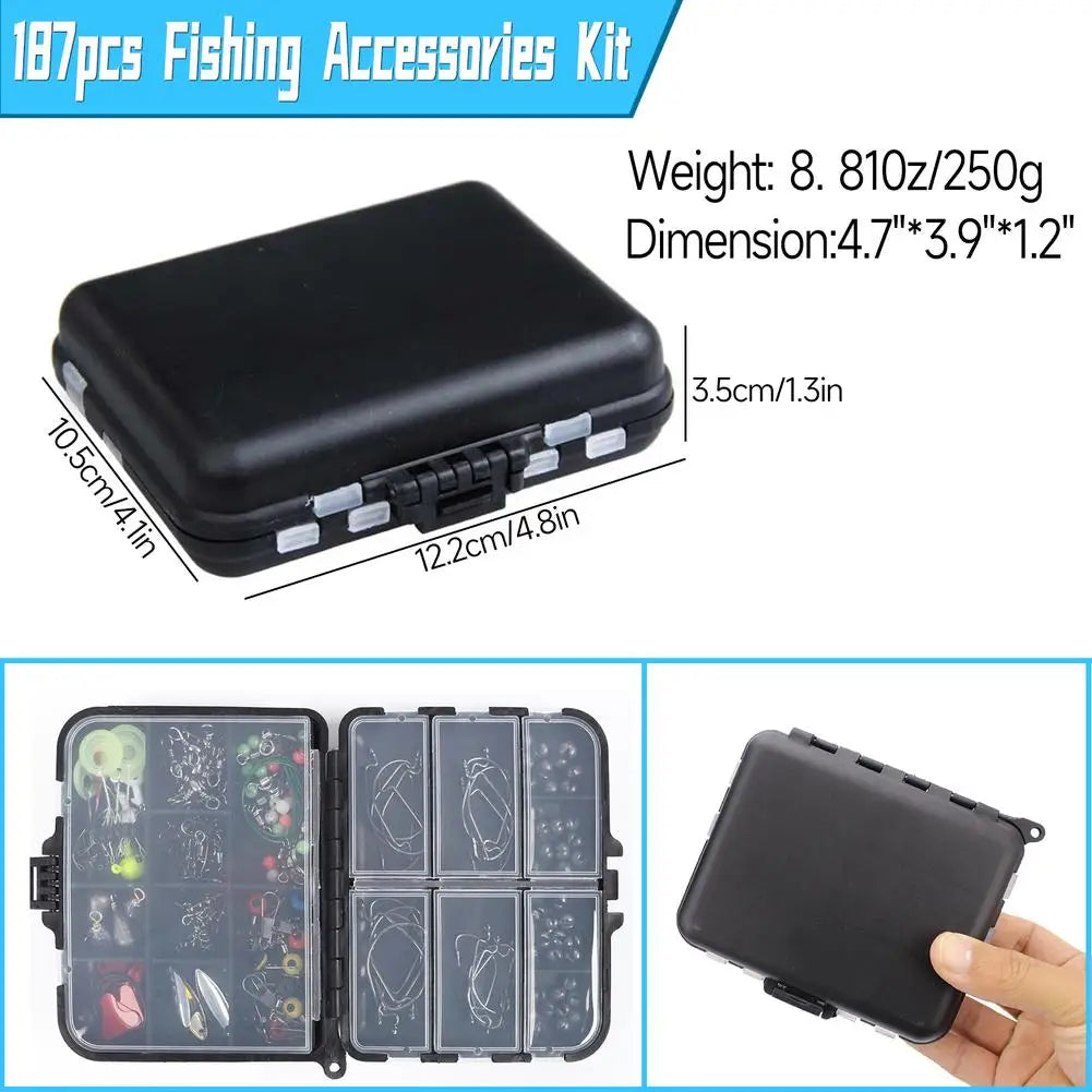 Survival Now™ 187pcs Fishing Tools Accessories Kit Set with Tackle Box
