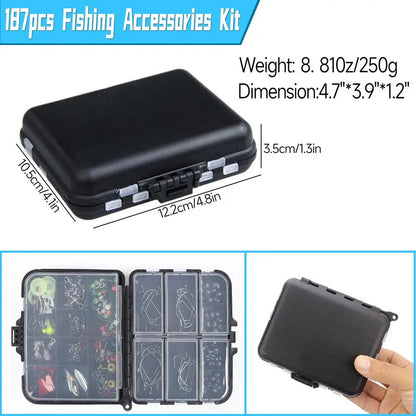 Survival Now™ 187pcs Fishing Tools Accessories Kit Set with Tackle Box
