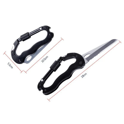 Survival Now™ Mountain Climb EDC Stainless Steel Mini Knife Carabiner Multitool